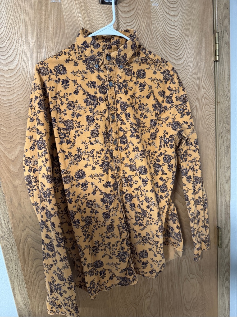Express Mustard Yellow Floral Button-Down Shirt